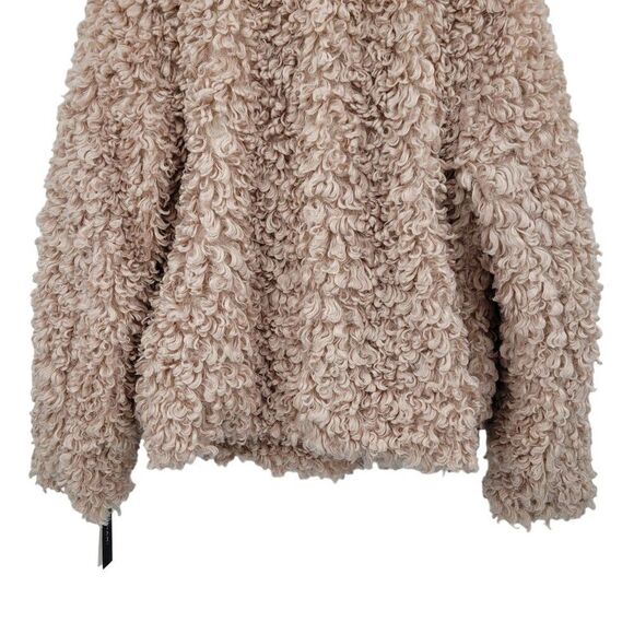 Tahari Teddy Coat M Pink Vegan Faux Fur Curly Textured Jacket Barbiecore Comfy - Picture 10 of 10